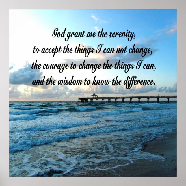 LOVELY SERENITY PRAYER OCEAN UND WAVES FOTO POSTER (Vorne)