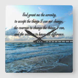 LOVELY SERENITY PRAYER OCEAN UND WAVES FOTO QUADRATISCHE WANDUHR
