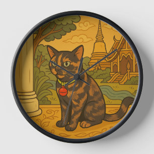 Lovely Siam Cat Clock Uhr