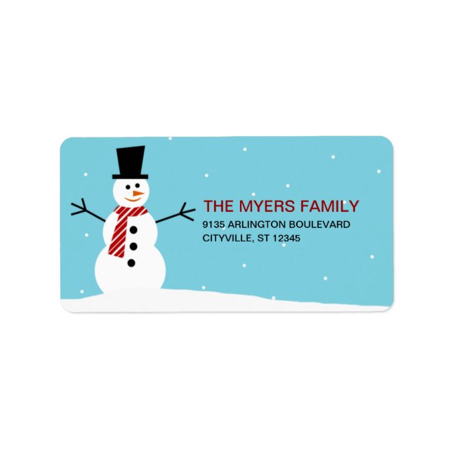 Lovely Snowman Holiday Address Label Adressaufkleber (Vorne)