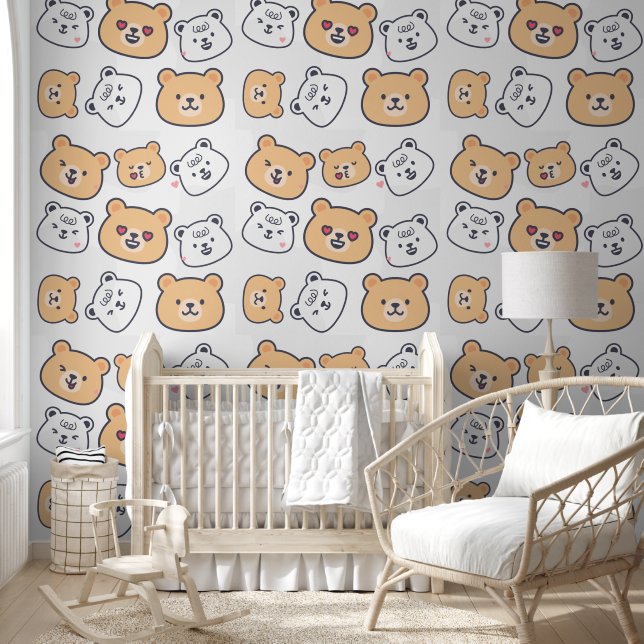 Lovely Teddy bear pattern for Your Kid Room Tapete (Kinder)