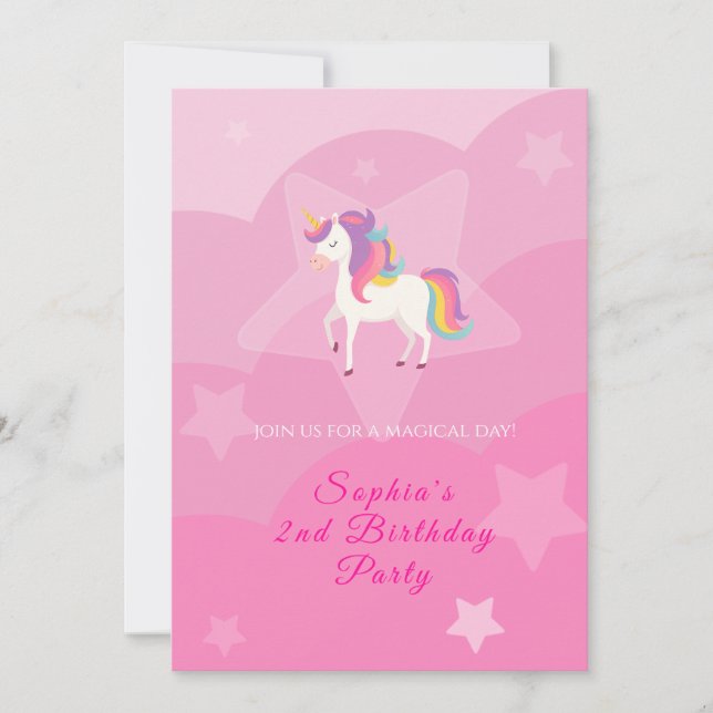  Lovely Unicorn Birthday Invitation Einladung (Vorderseite)