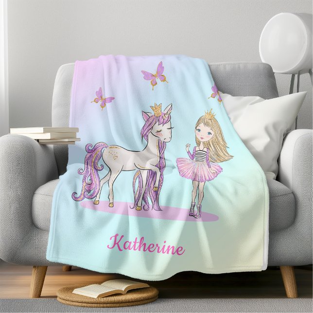 Lovely Unicorn Dreams Personalisiert Fleecedecke (Von Creator hochgeladen)