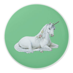 Lovely Unicorn Green Keramikknauf