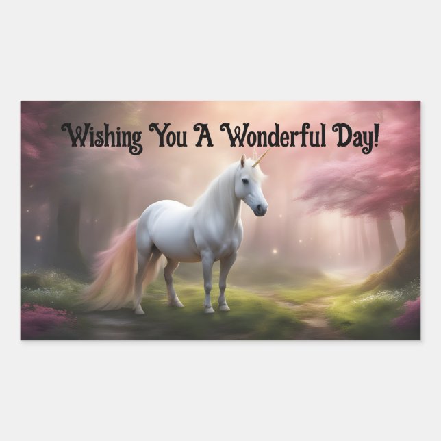 Lovely Unicorn Rectangular Sticker (Vorderseite)