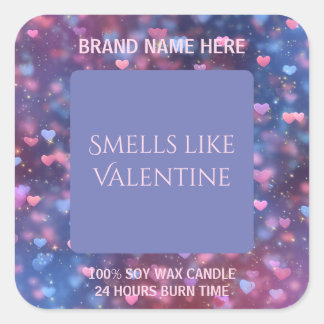 Lovely Valentine Candle Label Editable Design Quadratischer Aufkleber