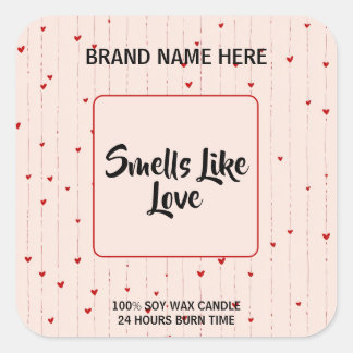 Lovely Valentine Candle Label With Editable Text  Quadratischer Aufkleber
