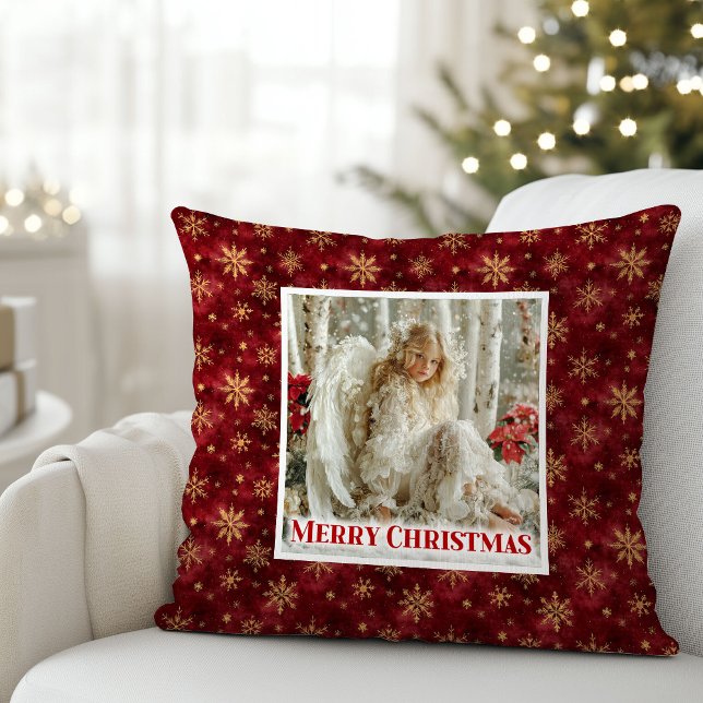Lovely Vintage Angel Red Gold Festive Christmas  Kissen (Lovely Vintage Angel Red Gold Festive Christmas Pillow

)