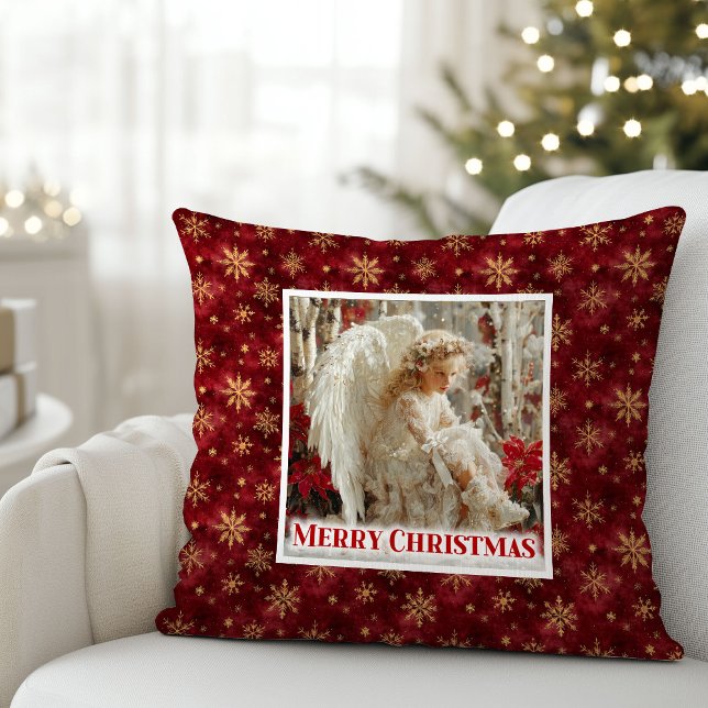 Lovely Vintage Angel Red Gold Festive Christmas  Kissen (Lovely Vintage Angel Red Gold Festive Christmas Pillow

)