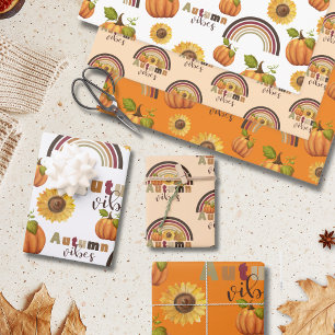 Lovely Vintage Autumn Floral Pumpkin Vibes Geschenkpapier Set