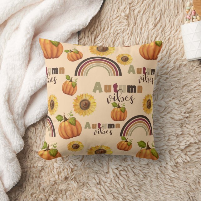 Lovely Vintage Autumn Floral Pumpkin Vibes Kissen (Decke)