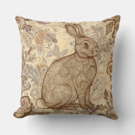 Lovely Vintage Rabbit, A Rabbit Amidst the Blooms Kissen