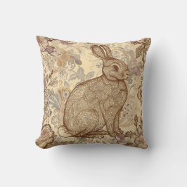 Lovely Vintage Rabbit, A Rabbit Amidst the Blooms Kissen