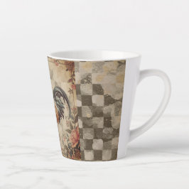 Lovely Vintage Rooster ,Flowers Pattern, Checke Milchtasse