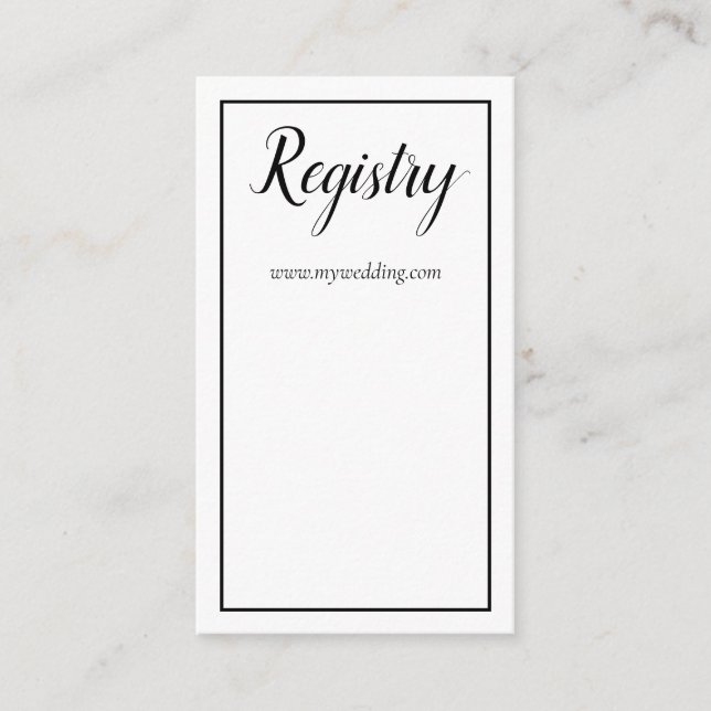 Lovely White and Black Wedding Registry Begleitkarte (Vorderseite)