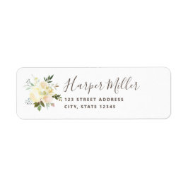 Lovely White Florals Script Rücksendeadresse