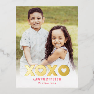 Lovely XOXO Foil Valentine's Day Foto Postkarte