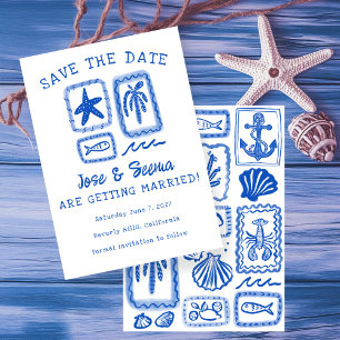 LoveNote vom Sea Beach HandGezeichnet Niedliche Cu Save The Date