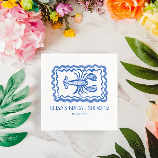 LoveNotes aus Sea Hummer CUSTOM-Brautparty Serviette (LoveNotes from Sea Lobster CUSTOM Bridal Shower Napkins
)