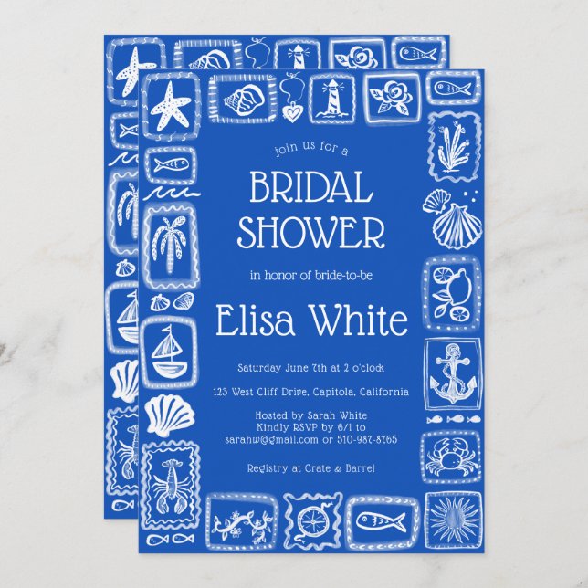 LoveNotes aus Sea Modern CUSTOM QR Brautparty Einladung (Vorne/Hinten)