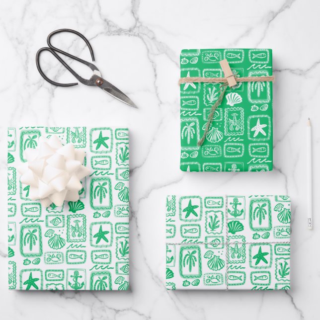 LoveNotes vom Sea Beach Ocean Modernes CUSTOM Geschenkpapier Set (Vorderseite)