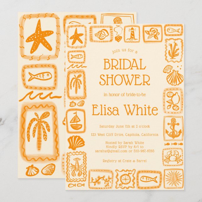 LoveNotes vom Sea Brautparty Modernes CUSTOM Einladung (Vorne/Hinten)