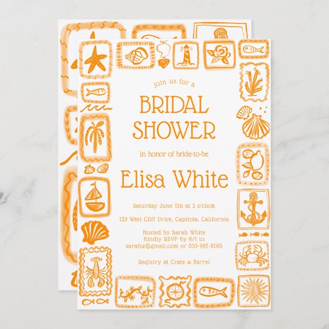 LoveNotes vom Sea Brautparty Modernes CUSTOM Einladung (Vorne/Hinten)