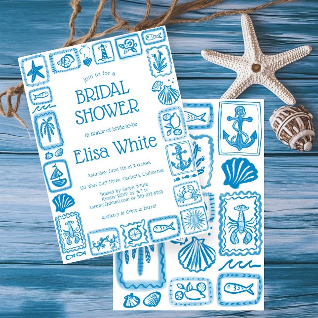 LoveNotes vom Sea Brautparty Modernes CUSTOM Einladung (Postcards from the Sea Bridal Shower Modern CUSTOM Bridal Shower INVITATION
)