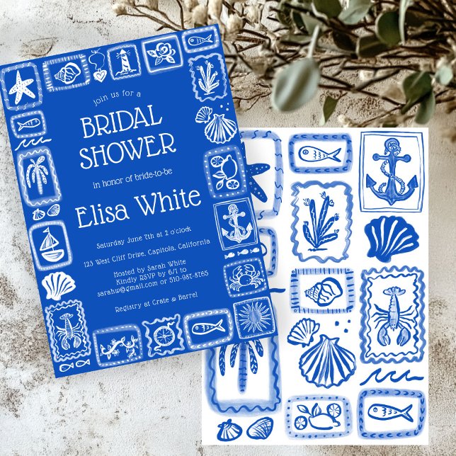 LoveNotes vom Sea Brautparty Modernes CUSTOM Einladung (LoveNotes from the Sea Bridal Shower Modern beach summer cute hand-drawn CUSTOM Invitation
)