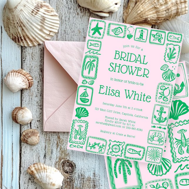 LoveNotes vom Sea Brautparty Modernes CUSTOM Einladung (LoveNotes from the Sea Bridal Shower Modern CUSTOM Invitation
)