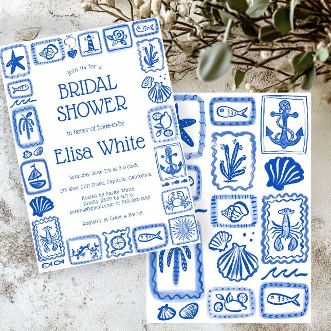 LoveNotes vom Sea Modern CUSTOM Brautparty Einladung (LoveNotes from the Sea Modern CUSTOM Beach Summer Hand drawn Bridal Shower Invitation
)