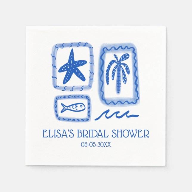 LoveNotes vom Sea Niedlich Beach CUSTOM Brautparty Serviette (Vorderseite)