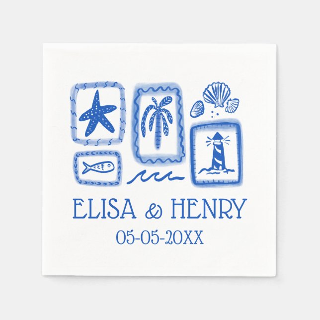 LoveNotes vom Sea Niedlich Beach CUSTOM WEDING Serviette (Vorderseite)