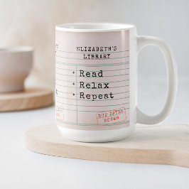 Lover Bookworm Vintage Bibliothekskarte buchen Kaffeetasse