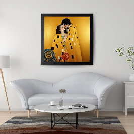 Lover Couple Kissing in Gold ❤️ Jugendstil Poster