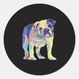 Lover Gifts Bulldog Colorful English Bulldog Mens Runder Aufkleber