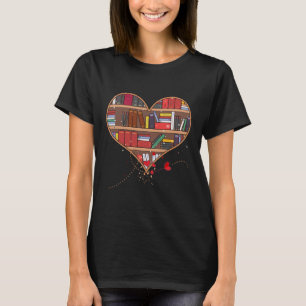 Lover Heart Shape Club Bibliothekarischer Buchwurm T-Shirt