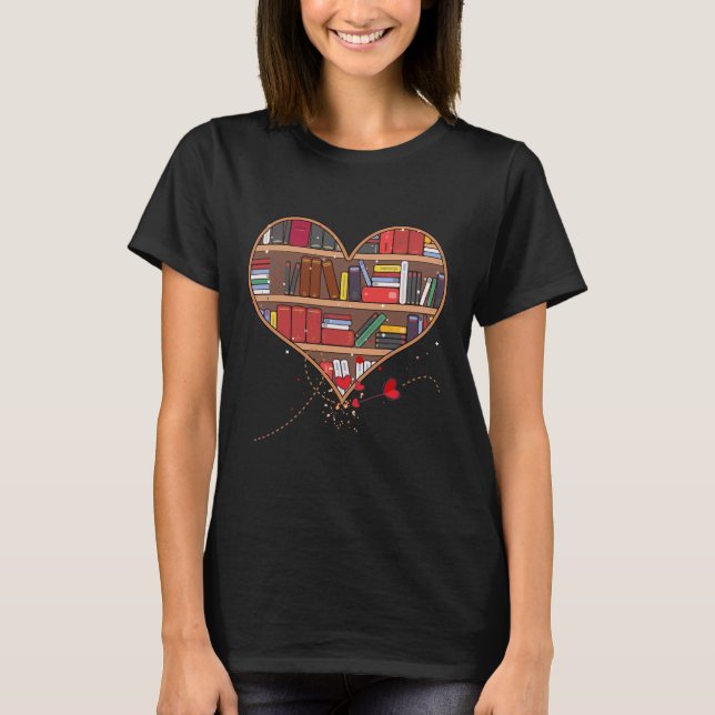 Lover Heart Shape Club Bibliothekarischer Buchwurm T-Shirt (Vorderseite)