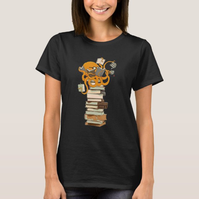 Lover Octopus Reading Book Back To School Funny Gi T-Shirt (Vorderseite)