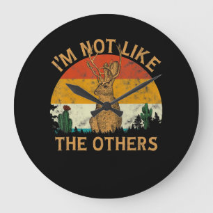 Lover Style Sunset Cactus Jackalope   Rabbit Lover Große Wanduhr