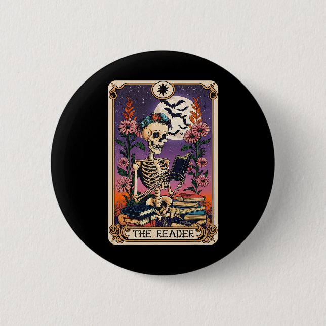 Lover Tarot Card The Reader Mystic Funny Skel Button (Vorderseite)