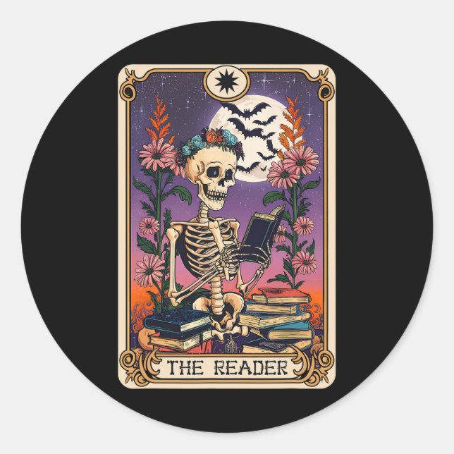 Lover Tarot Card The Reader Mystic Funny Skel Runder Aufkleber (Vorderseite)