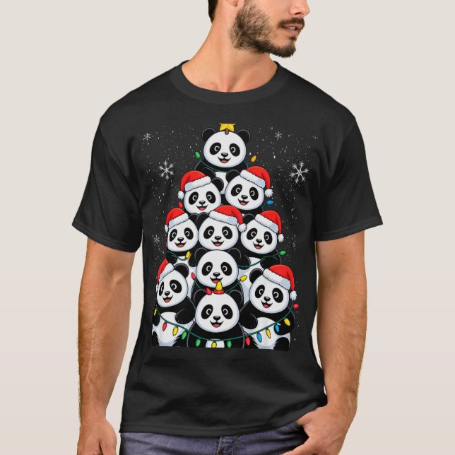 Lover Xmas Panda Christmas Tree T Shirt  (Vorderseite)