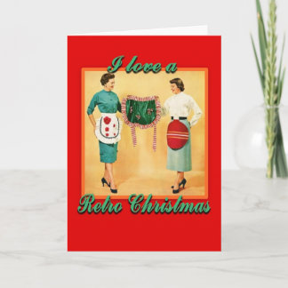 LoveRetroChristmasLadiesAprons-GreetingCard Feiertagskarte