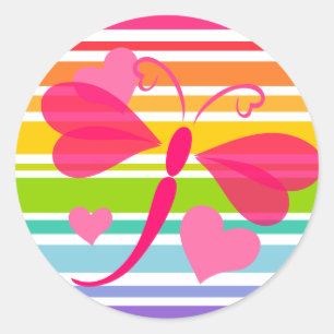 Loverly Dragon Fly Runder Aufkleber