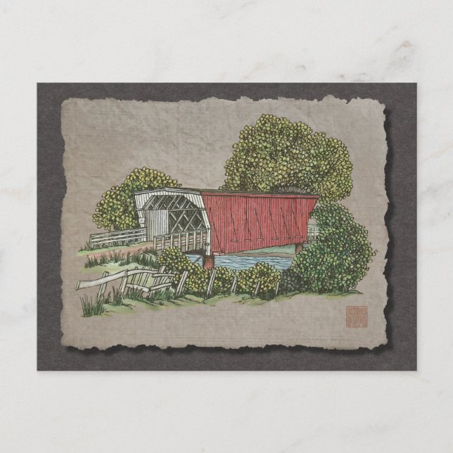 Lovers Covered Bridge Postkarte (Vorderseite)