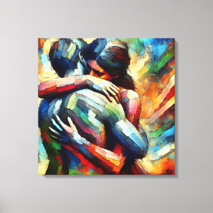 Lover's Embracing ai Oil Paint Style Leinwanddruck