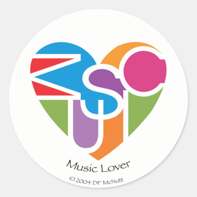 Lover's Heart® Music Lover's Sticker (Vorderseite)