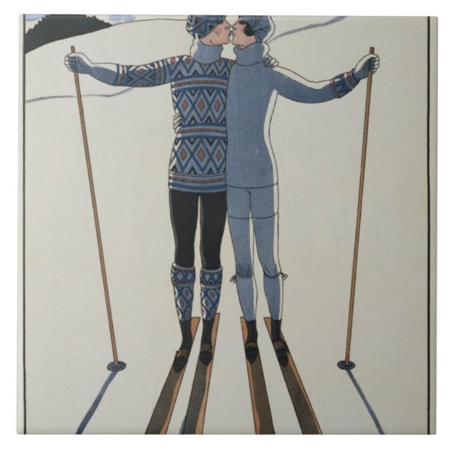 <Lovers in the Snow> durch Georges Barbier Fliese (Vorderseite)