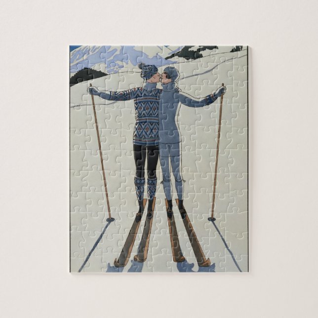 <Lovers in the Snow> durch Georges Barbier Puzzle (Vertikal)